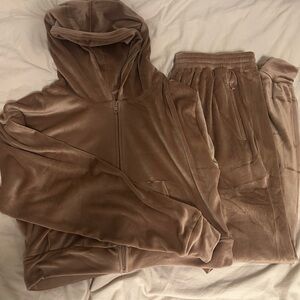 SKIMS Cozy Velour Hoodie and Jogger Set - Taupe